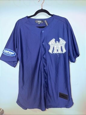 ⚾️🙏🏽🤲🏾🙏🏽⚾️ Watson Studios Navy Blue Faith Over Fear Baseball Jersey